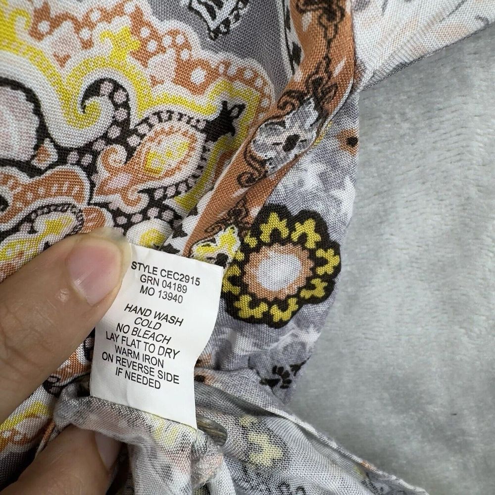Fig And Flower Tropical Tunic Blouse Button Down Womens Size M Coastal - Picture 8 of 9